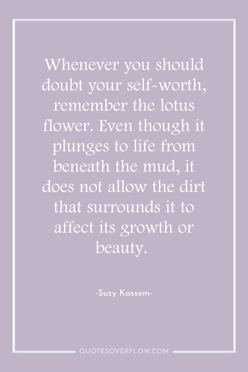 Whenever you should doubt your self-worth, remember the lotus flower....