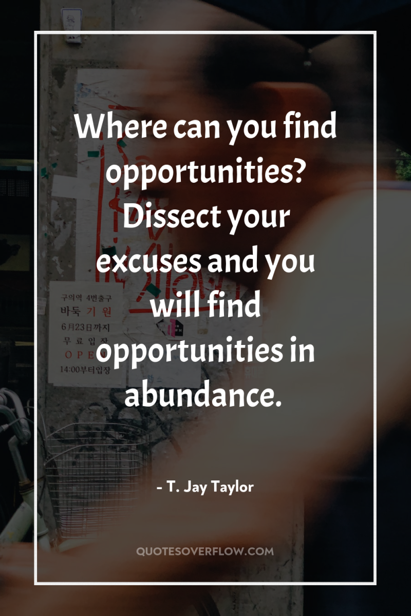 Where can you find opportunities? Dissect your excuses and you...