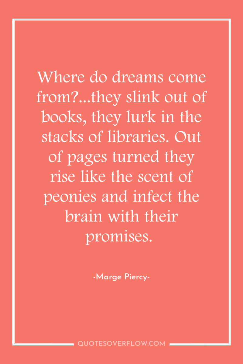 Where do dreams come from?...they slink out of books, they...