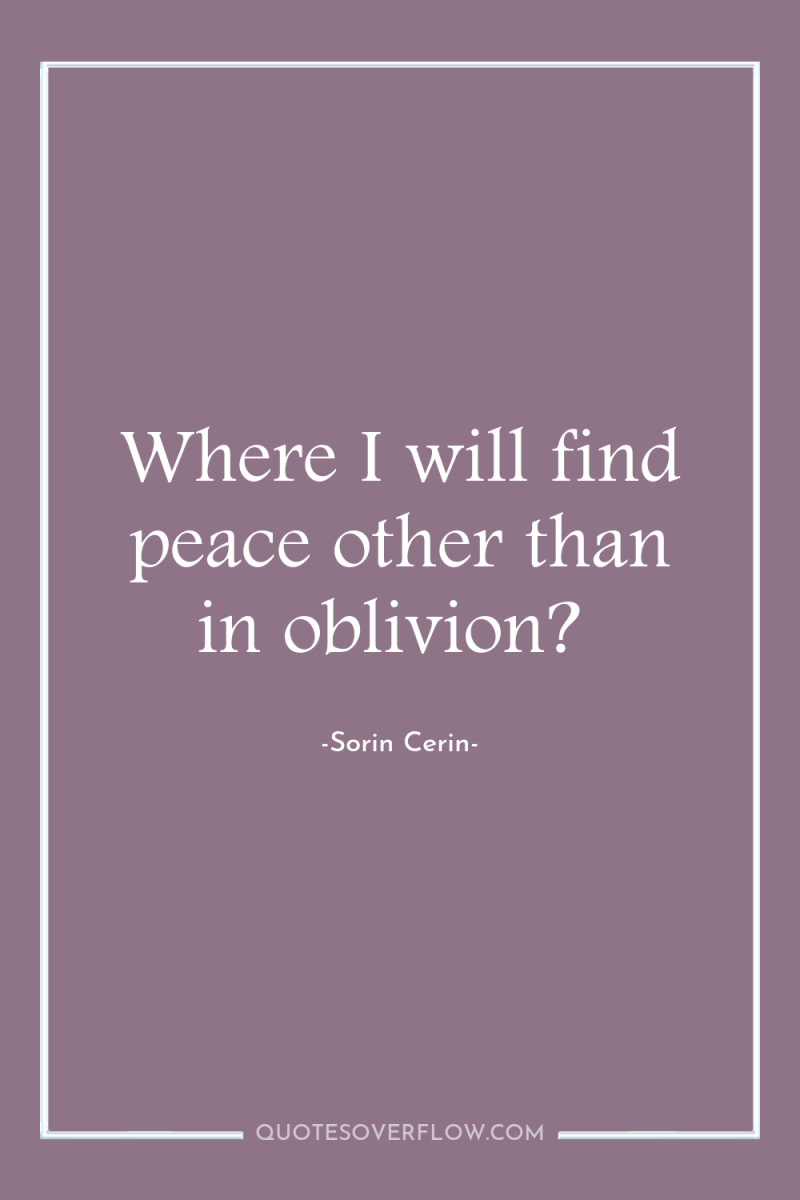 Where I will find peace other than in oblivion? 