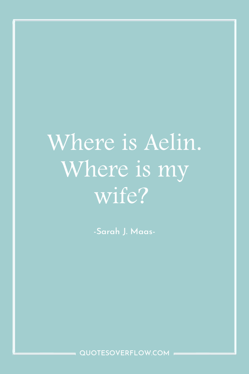 Where is Aelin. Where is my wife? 