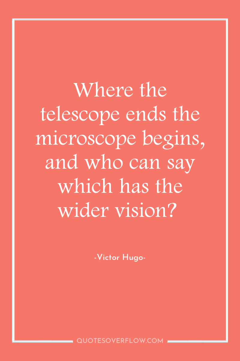 Where the telescope ends the microscope begins, and who can...