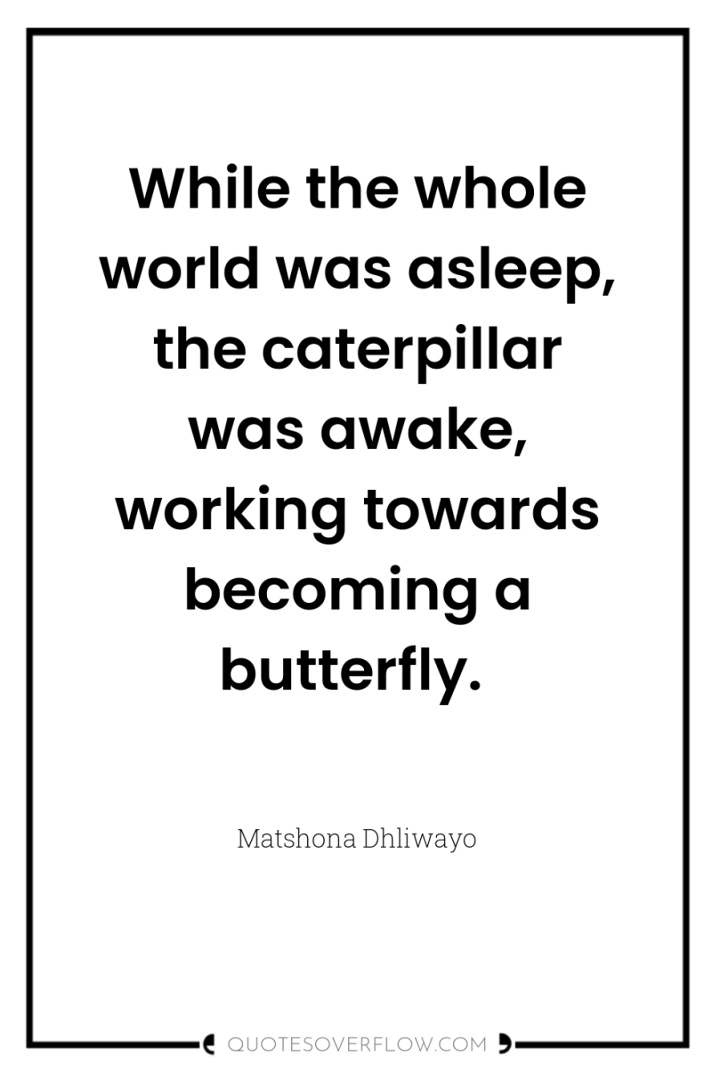While the whole world was asleep, the caterpillar was awake,...