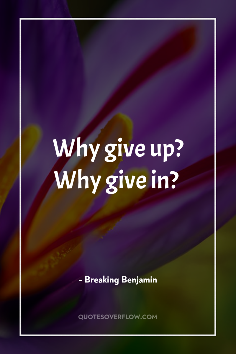 Why give up? Why give in? 
