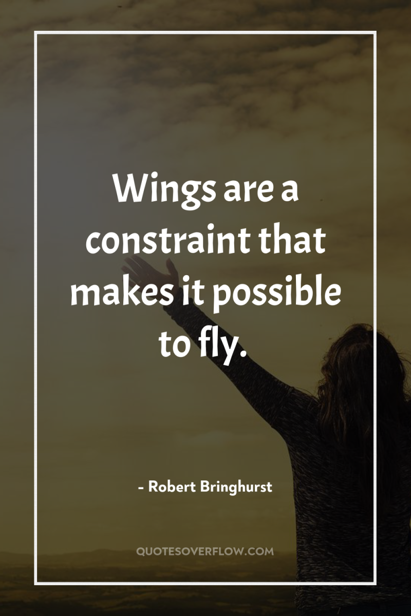 Wings are a constraint that makes it possible to fly. 
