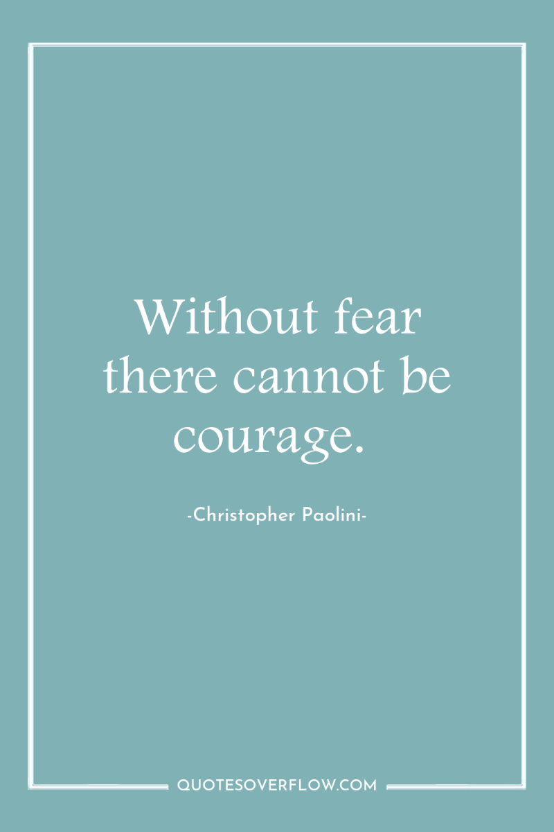 Without fear there cannot be courage. 