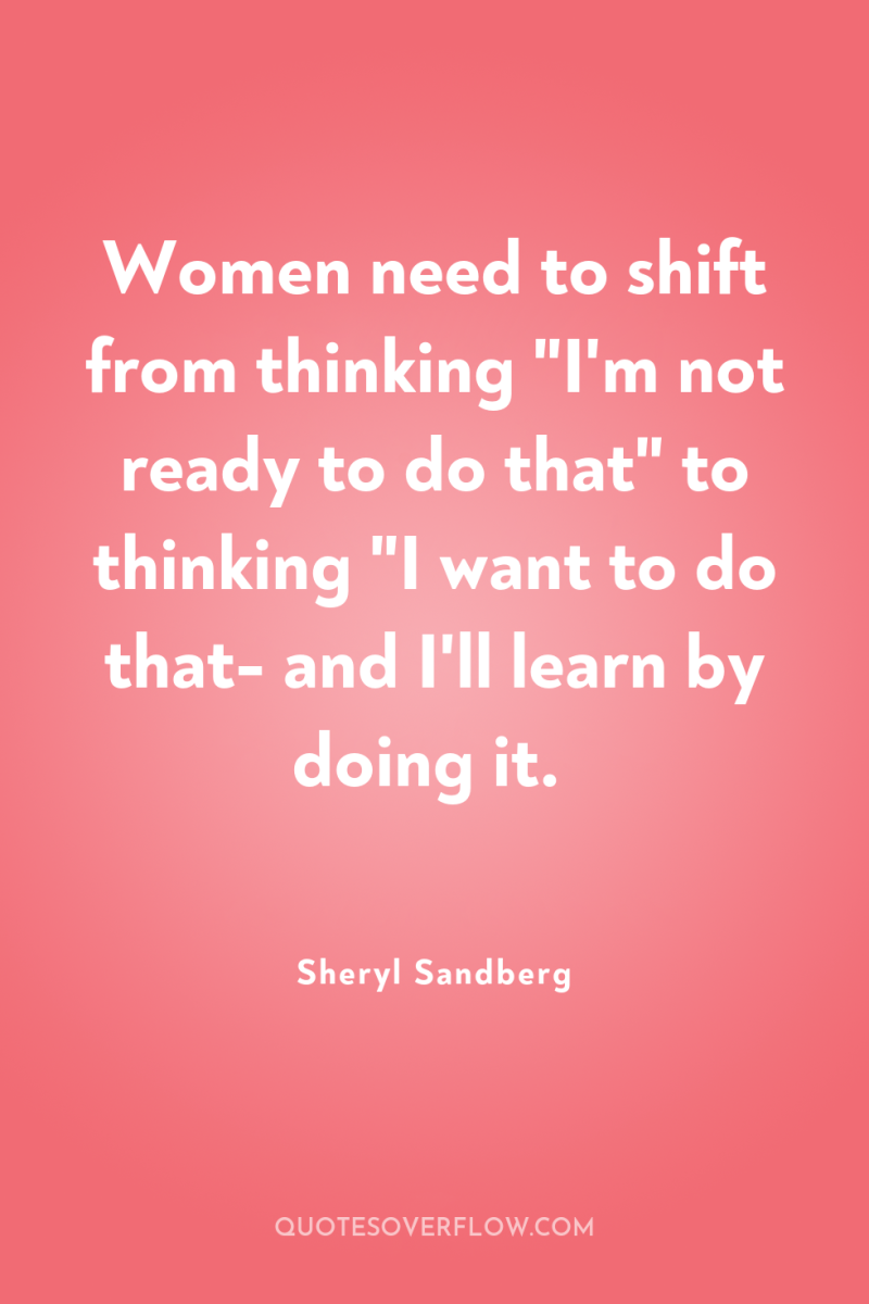 Women need to shift from thinking 