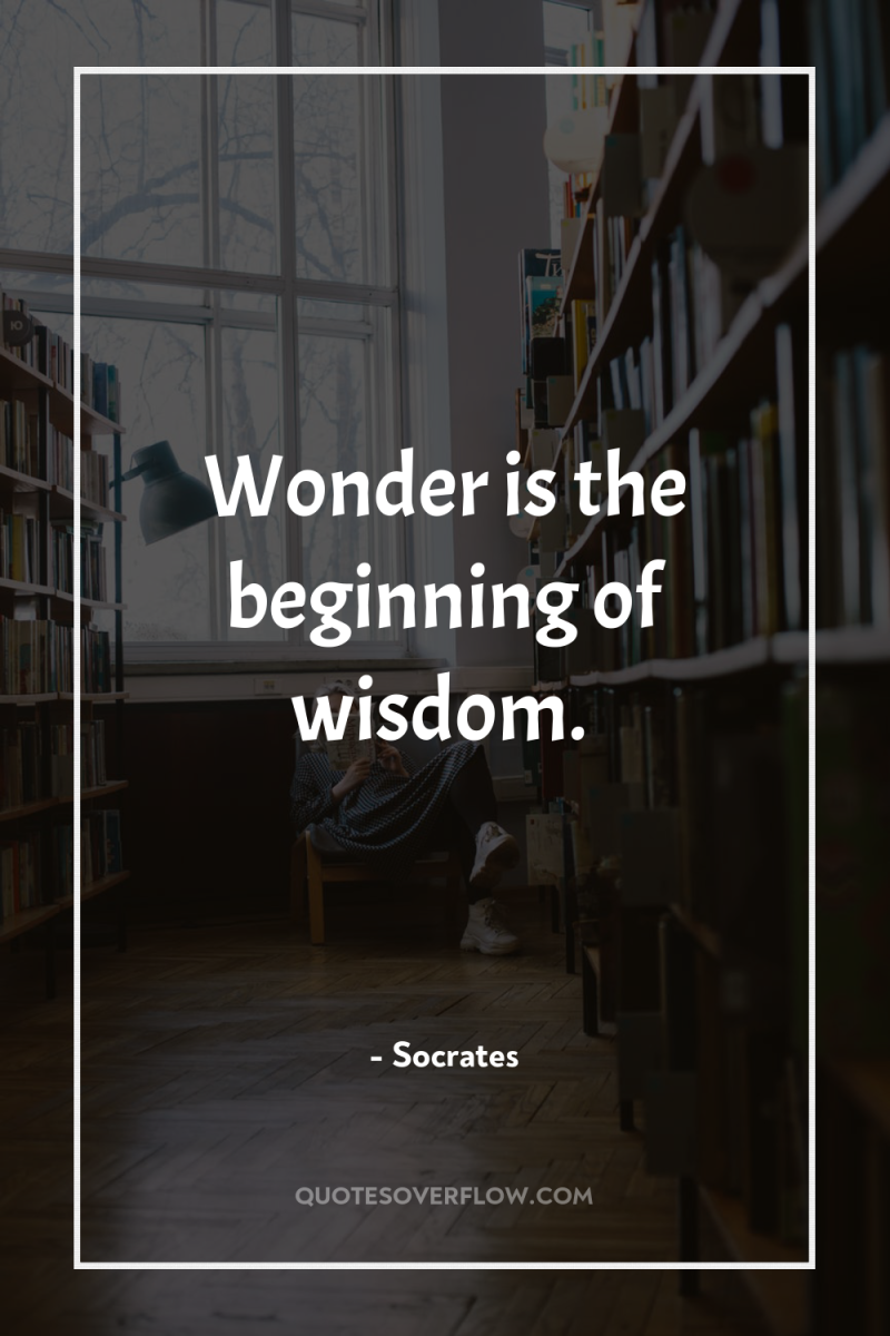 Wonder is the beginning of wisdom. 