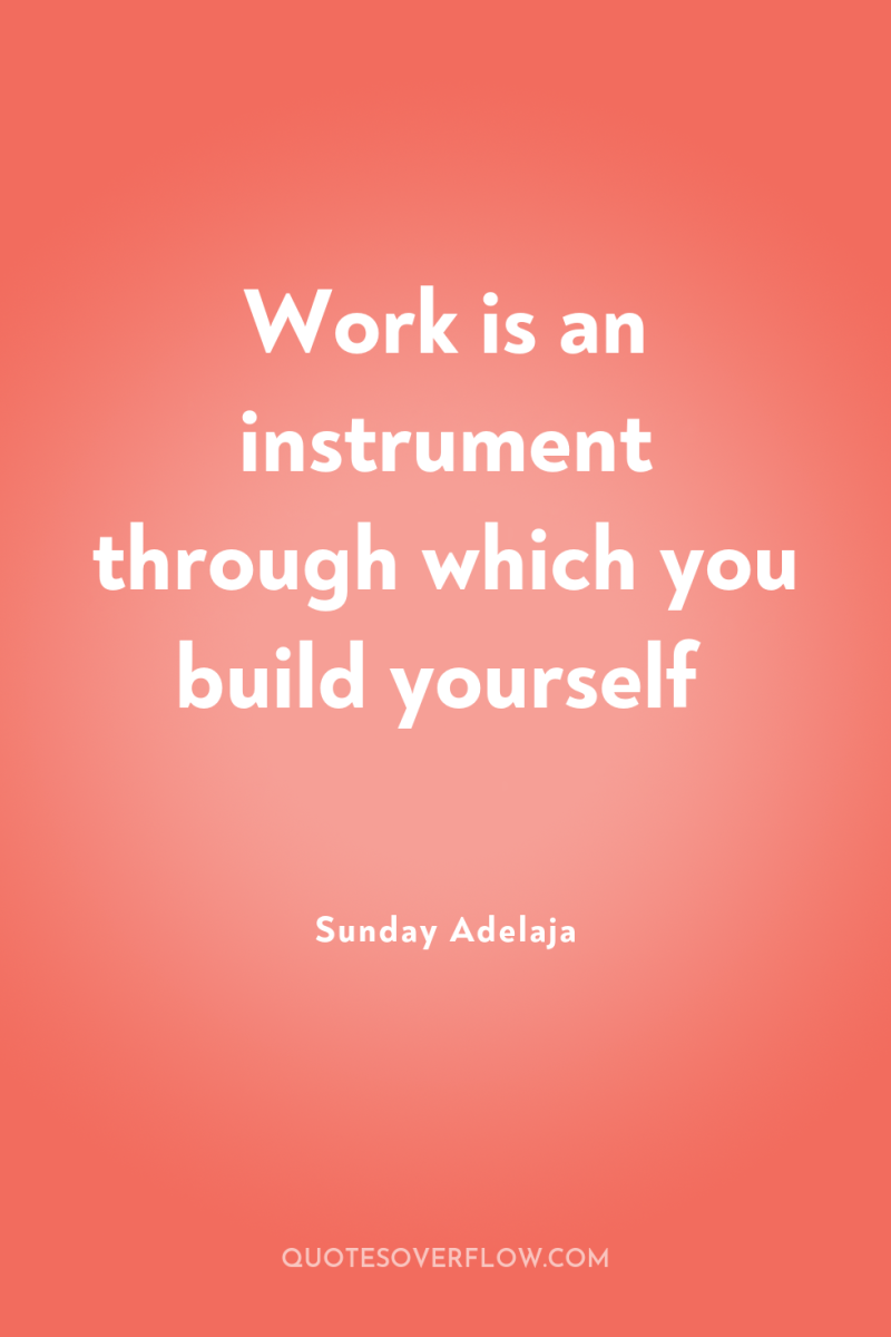 Work is an instrument through which you build yourself 