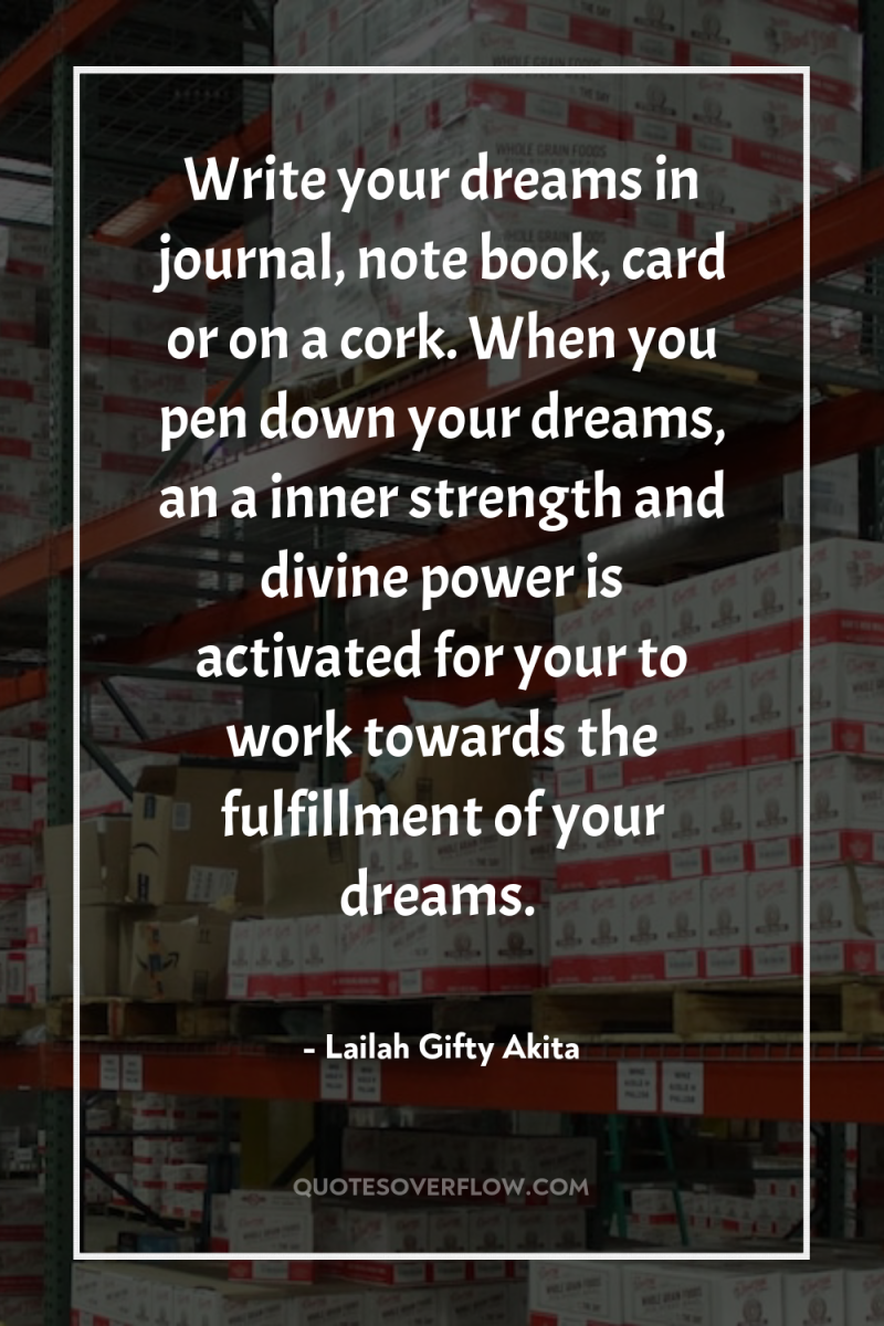 Write your dreams in journal, note book, card or on...