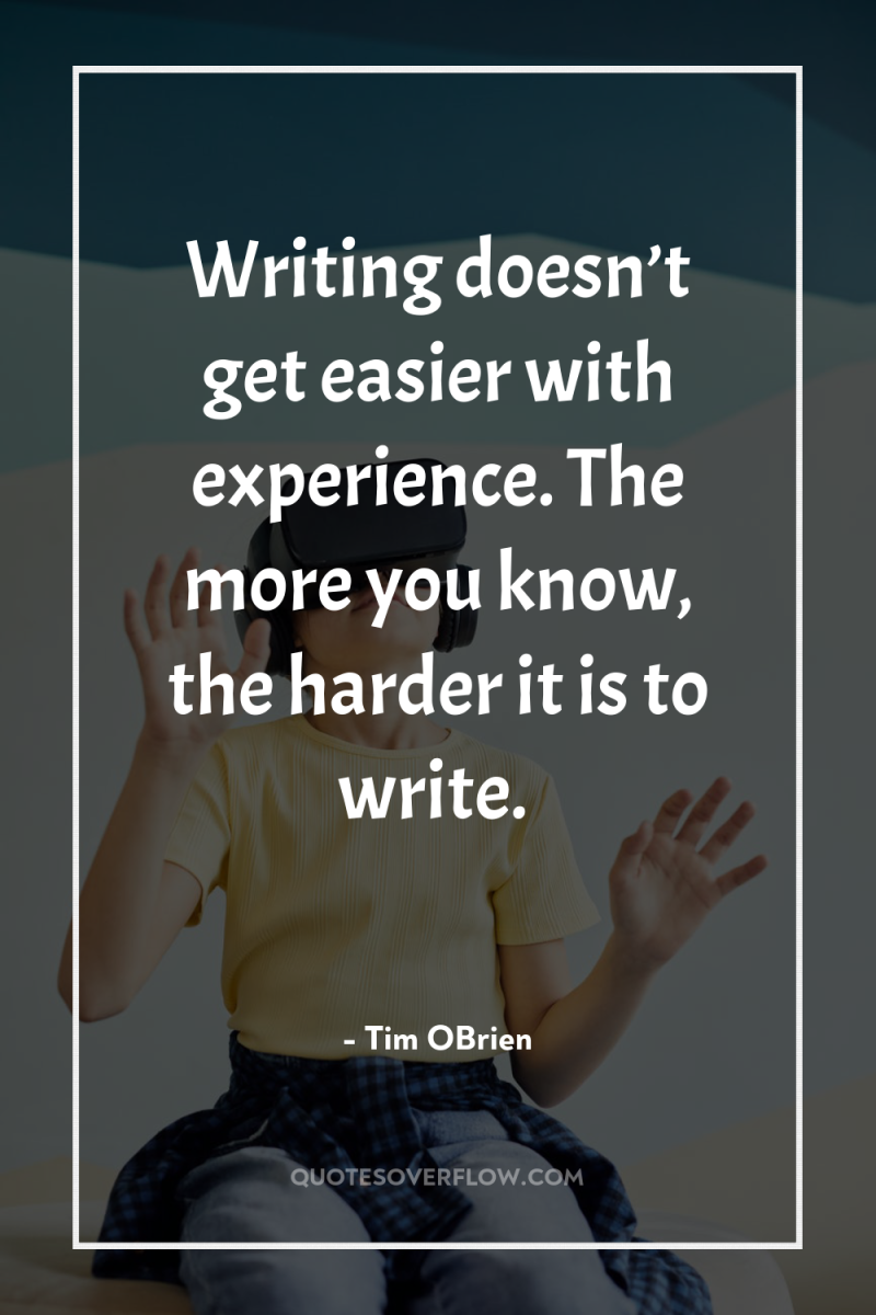 Writing doesn’t get easier with experience. The more you know,...