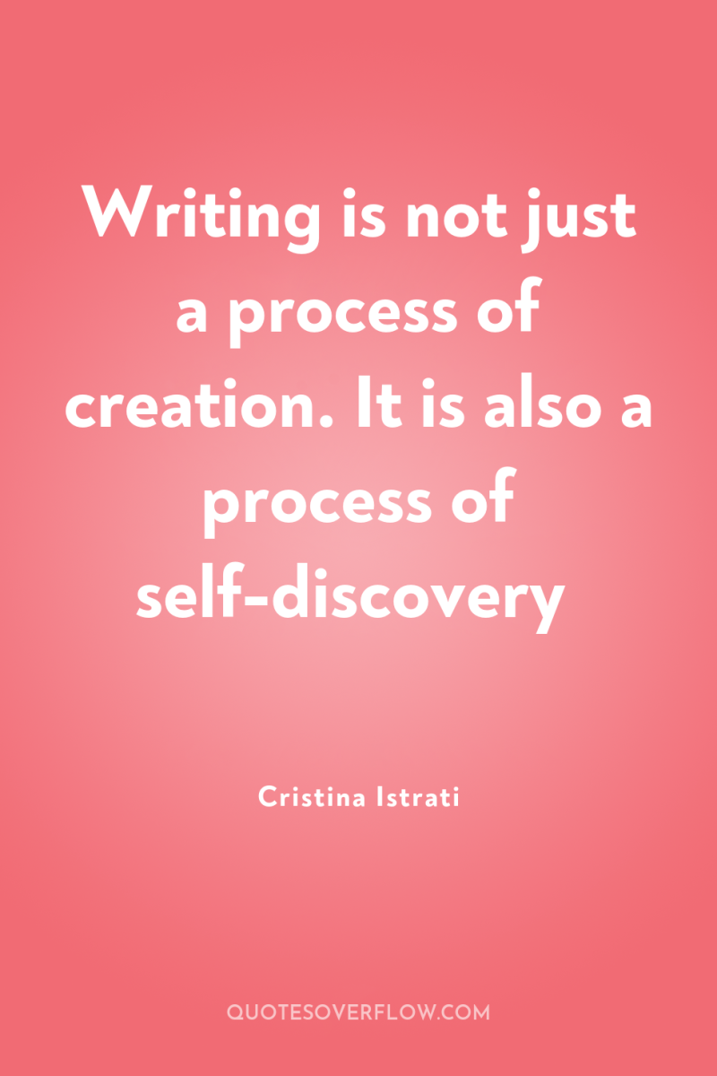 Writing is not just a process of creation. It is...