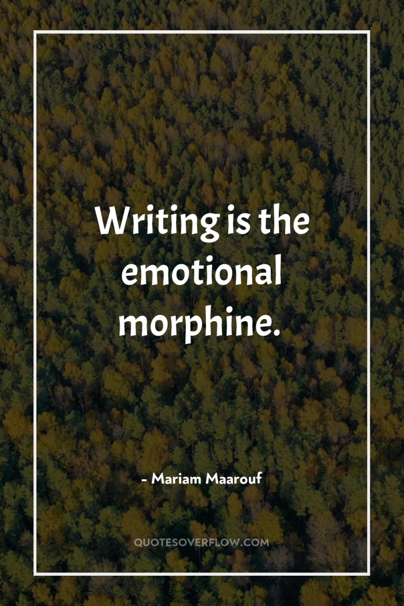 Writing is the emotional morphine. 