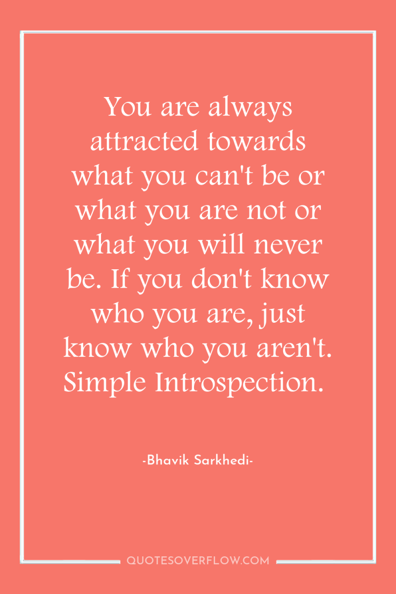 You are always attracted towards what you can't be or...