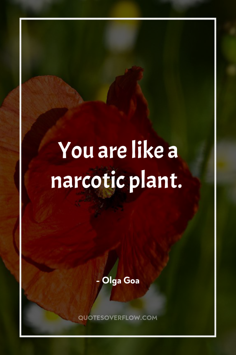You are like a narcotic plant. 