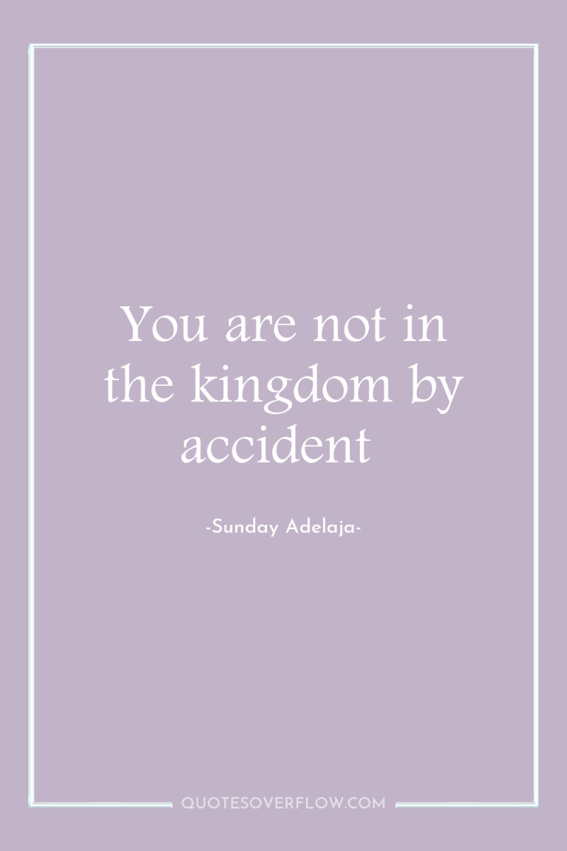 You are not in the kingdom by accident 