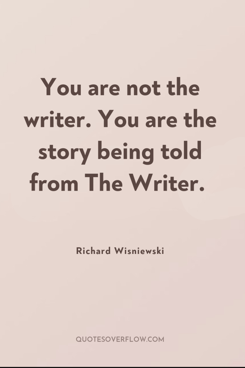 You are not the writer. You are the story being...
