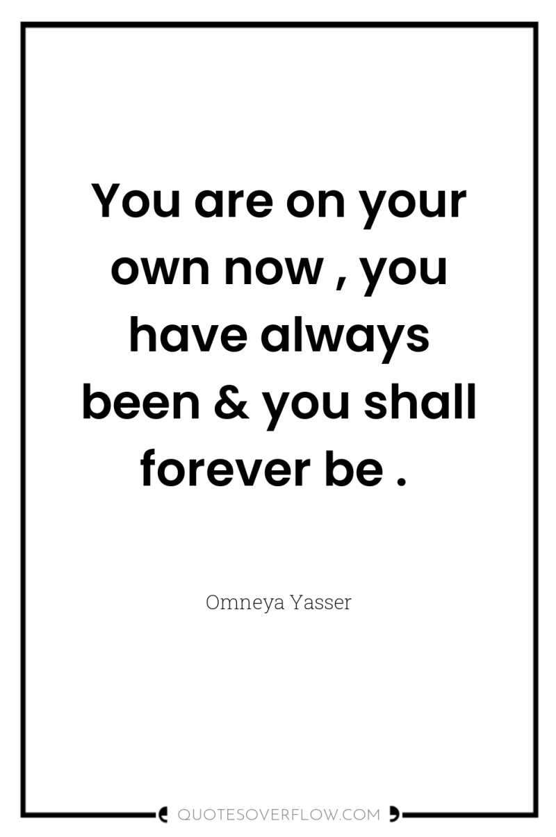 You are on your own now , you have always...