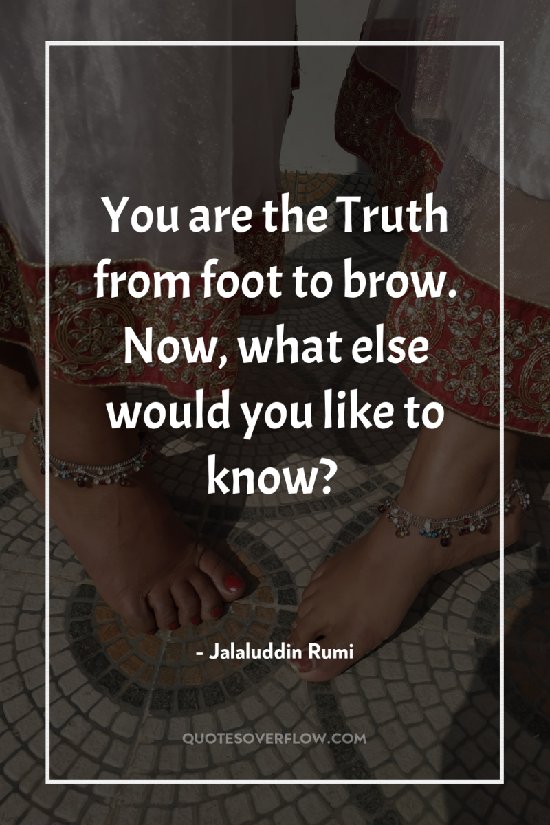 You are the Truth from foot to brow. Now, what...