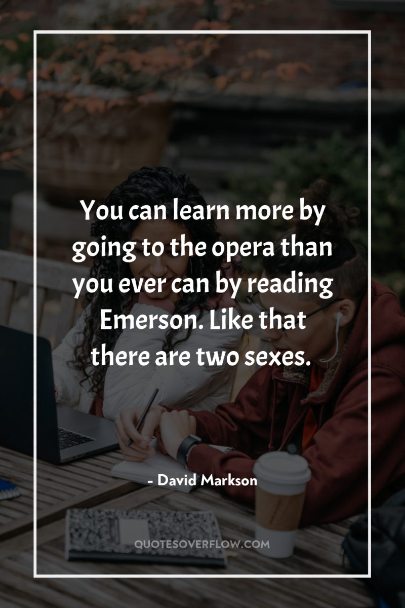 You can learn more by going to the opera than...