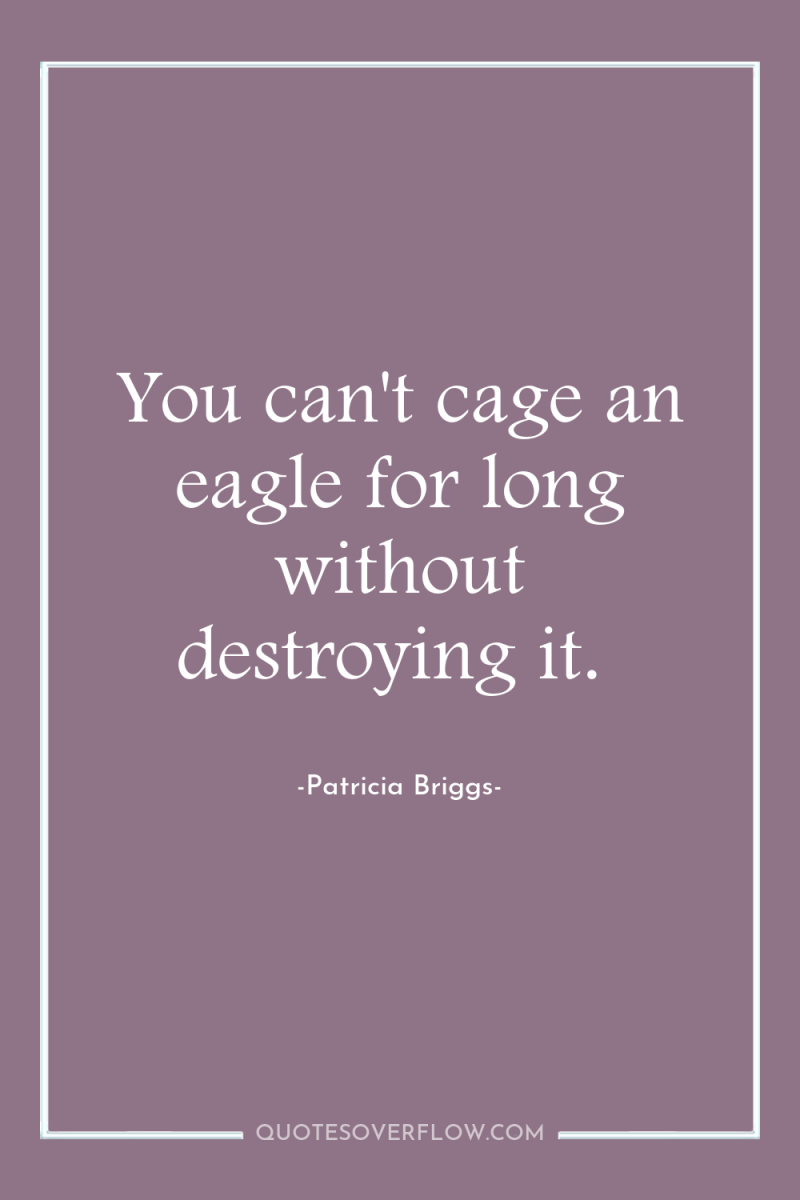 You can't cage an eagle for long without destroying it. 