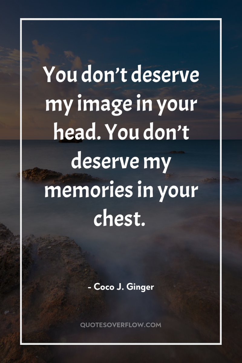 You don’t deserve my image in your head. You don’t...