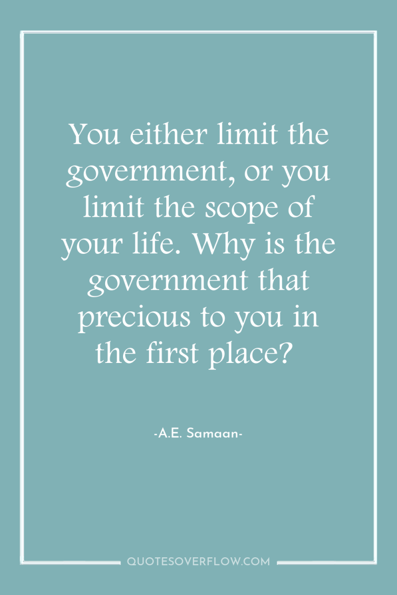 You either limit the government, or you limit the scope...
