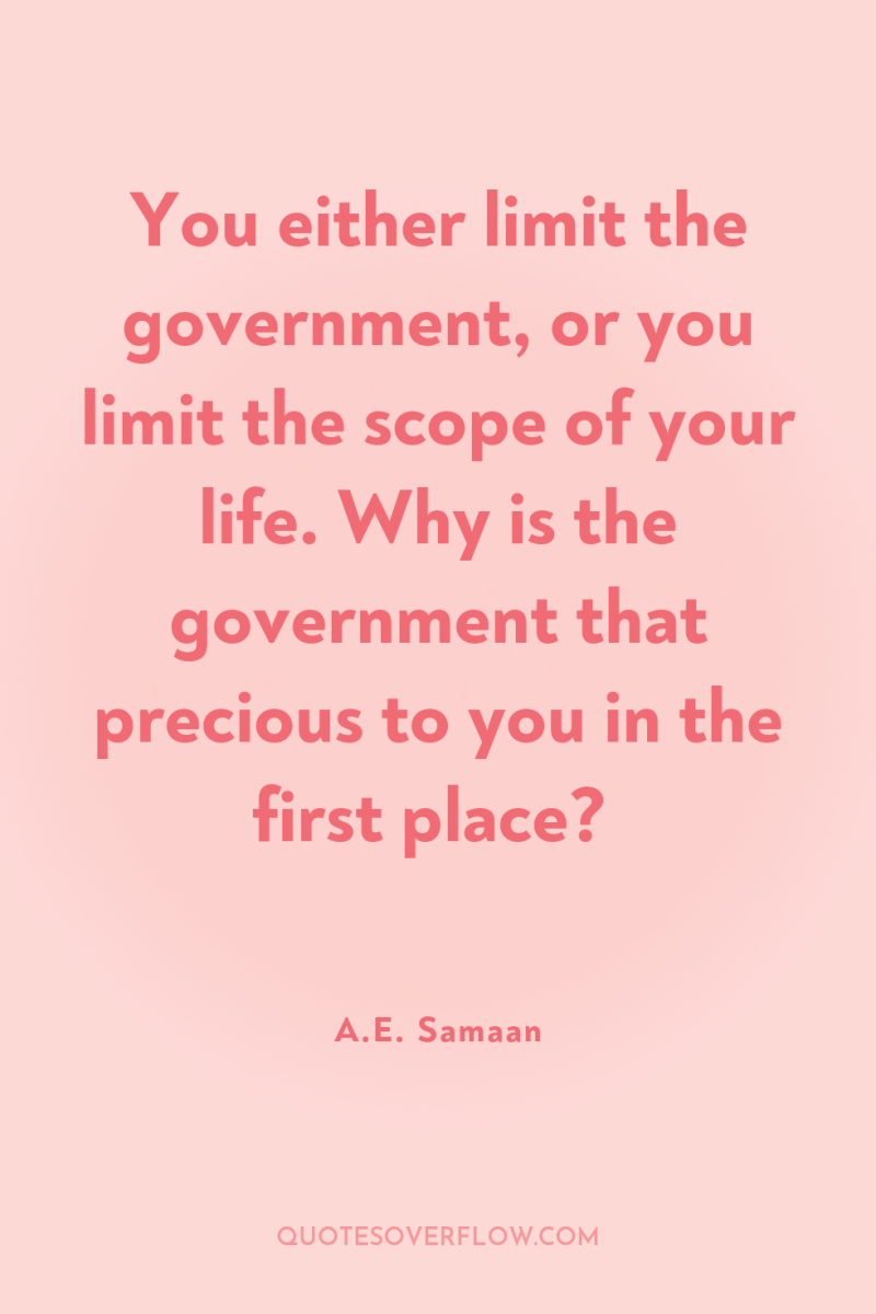 You either limit the government, or you limit the scope...