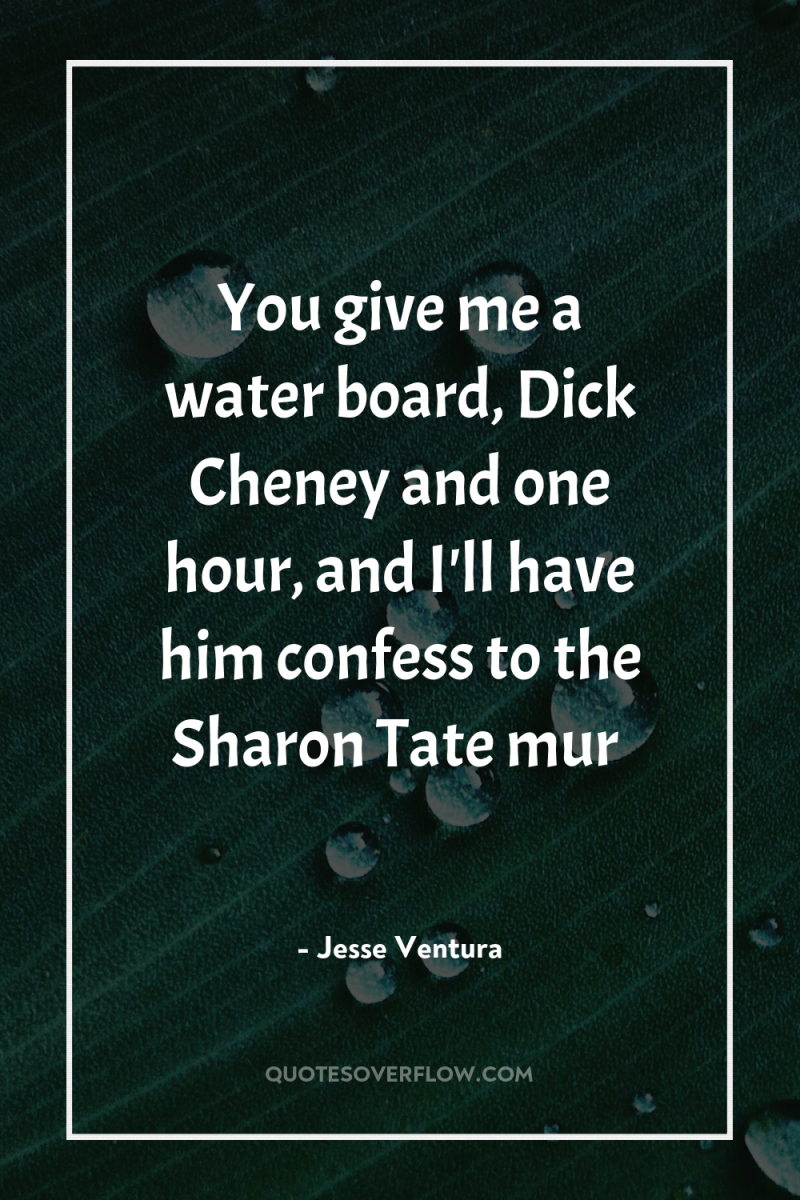 You give me a water board, Dick Cheney and one...