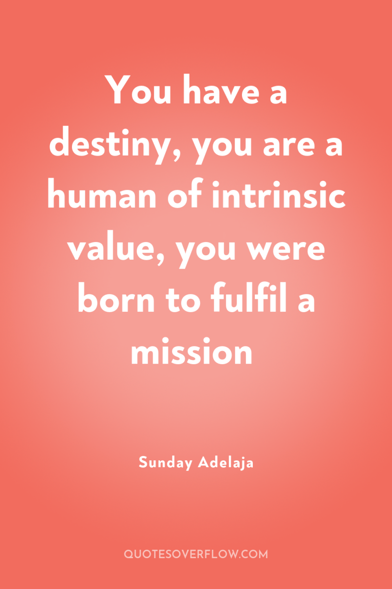 You have a destiny, you are a human of intrinsic...