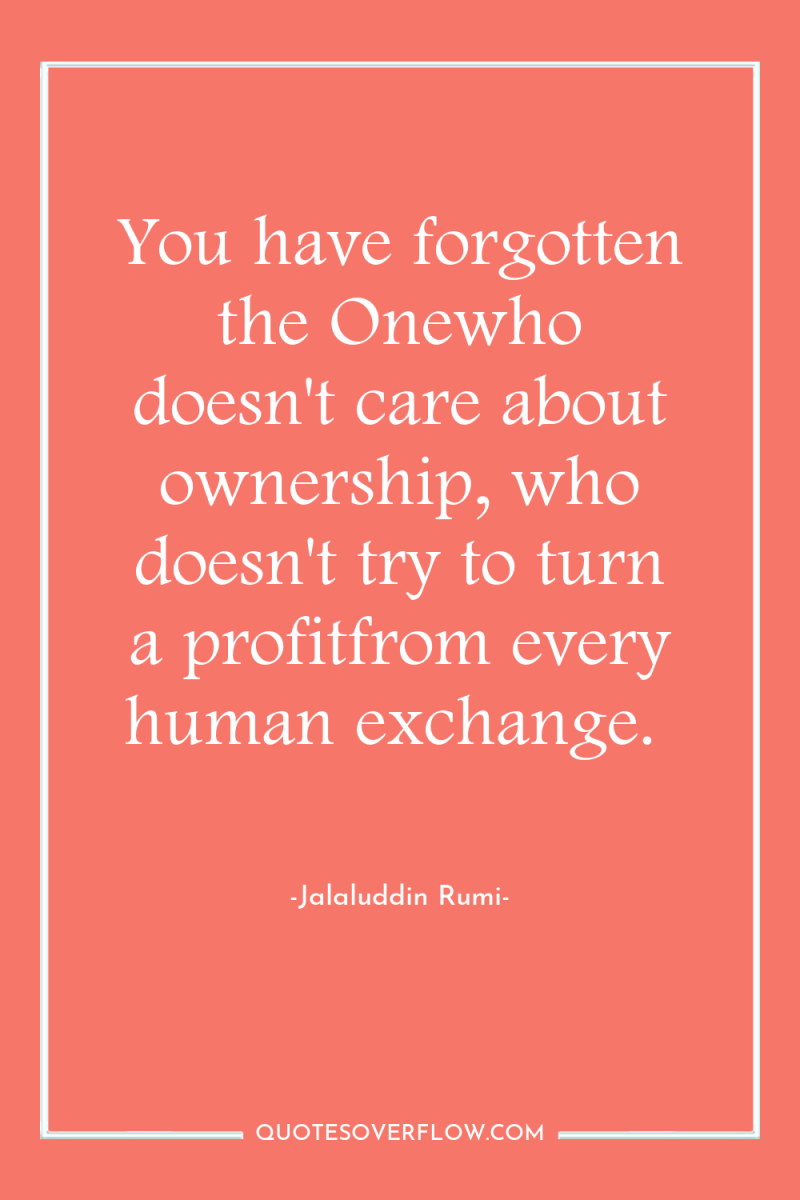 You have forgotten the Onewho doesn't care about ownership, who...