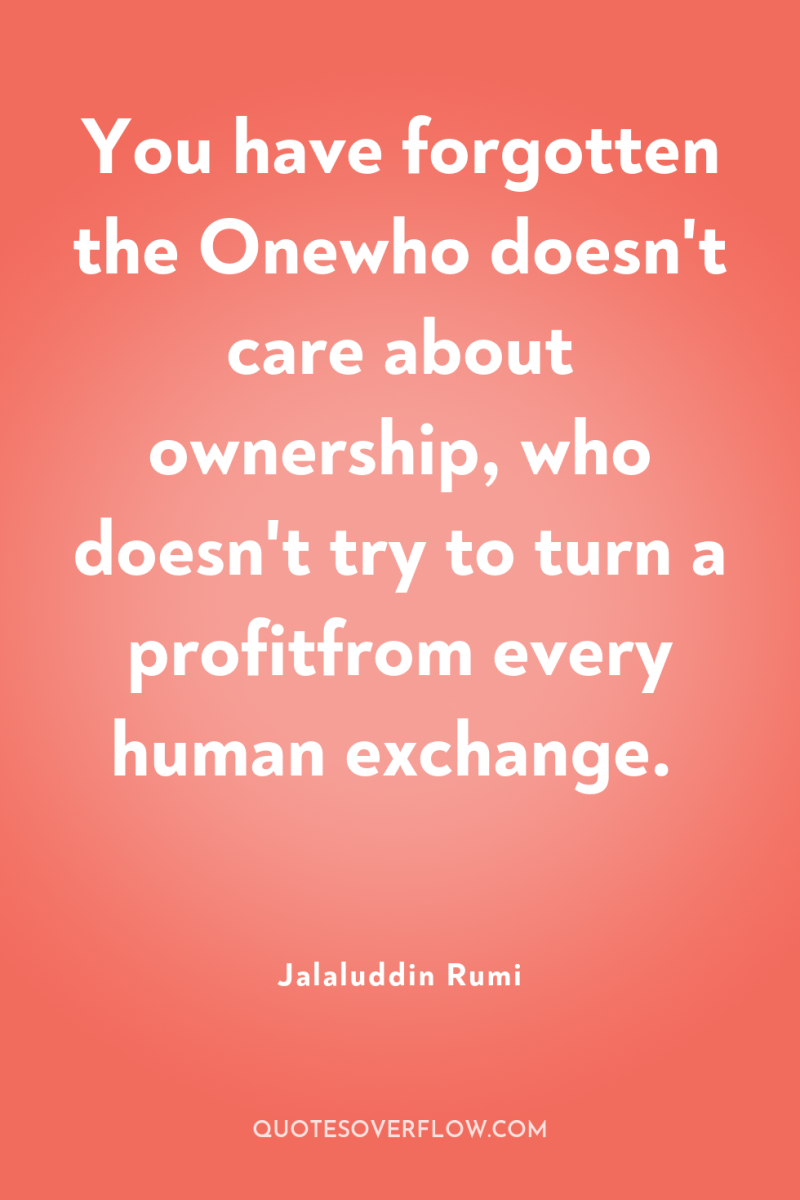 You have forgotten the Onewho doesn't care about ownership, who...