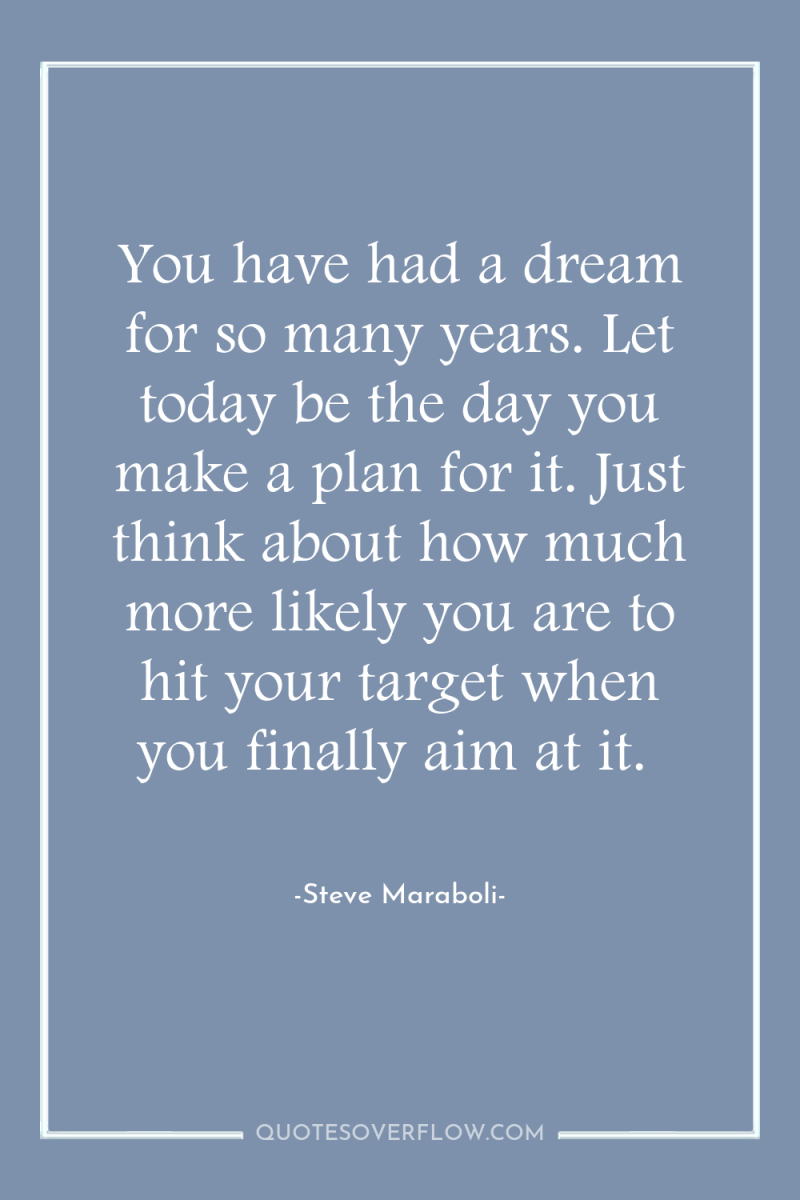 You have had a dream for so many years. Let...
