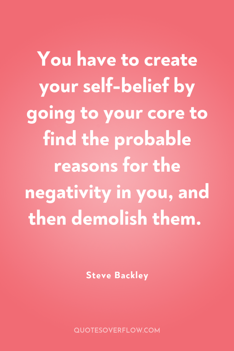 You have to create your self-belief by going to your...
