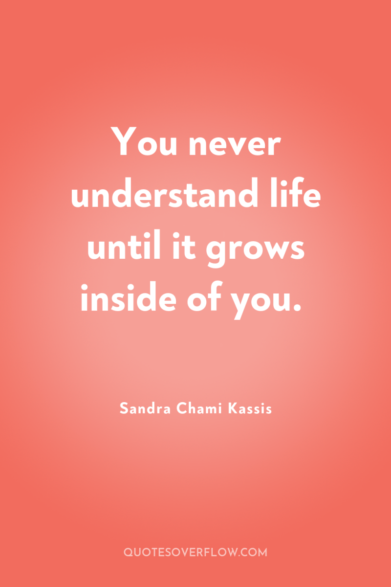 You never understand life until it grows inside of you. 