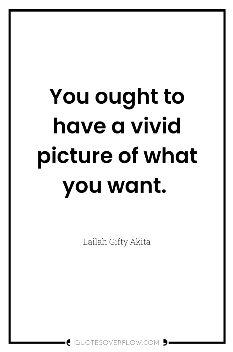 You ought to have a vivid picture of what you...