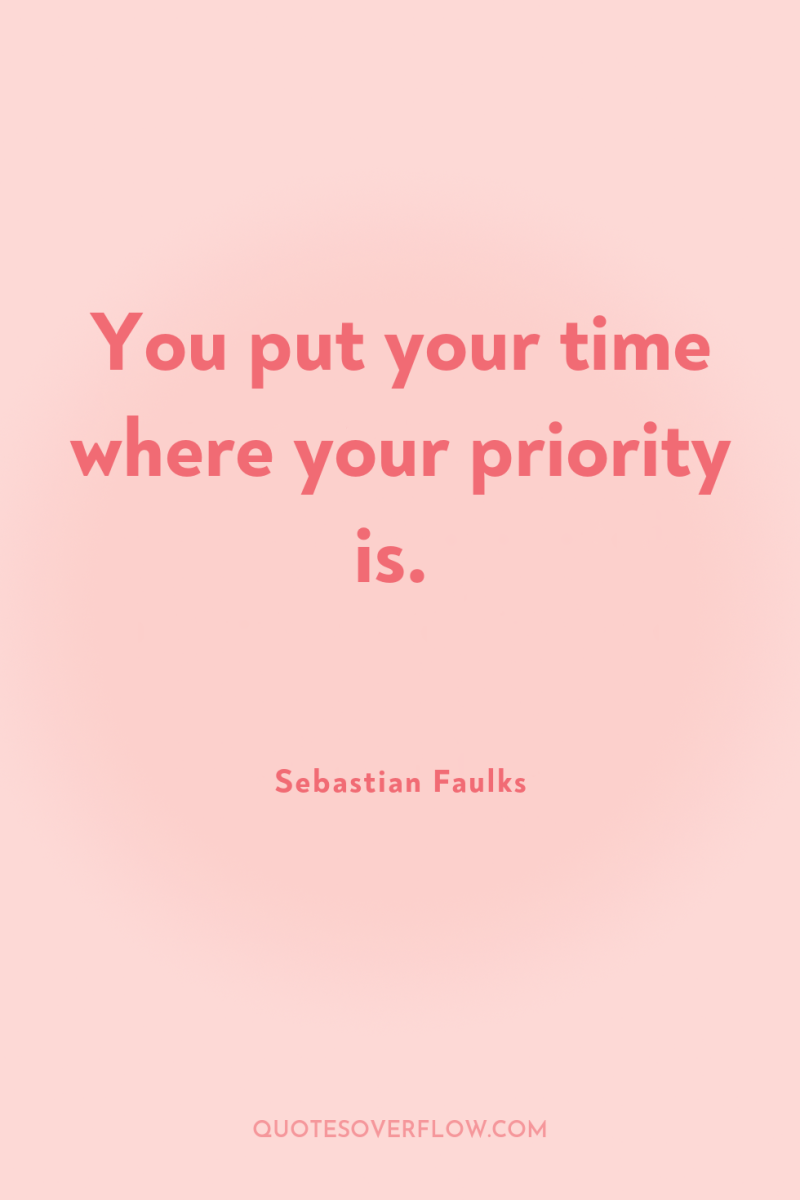 You put your time where your priority is. 