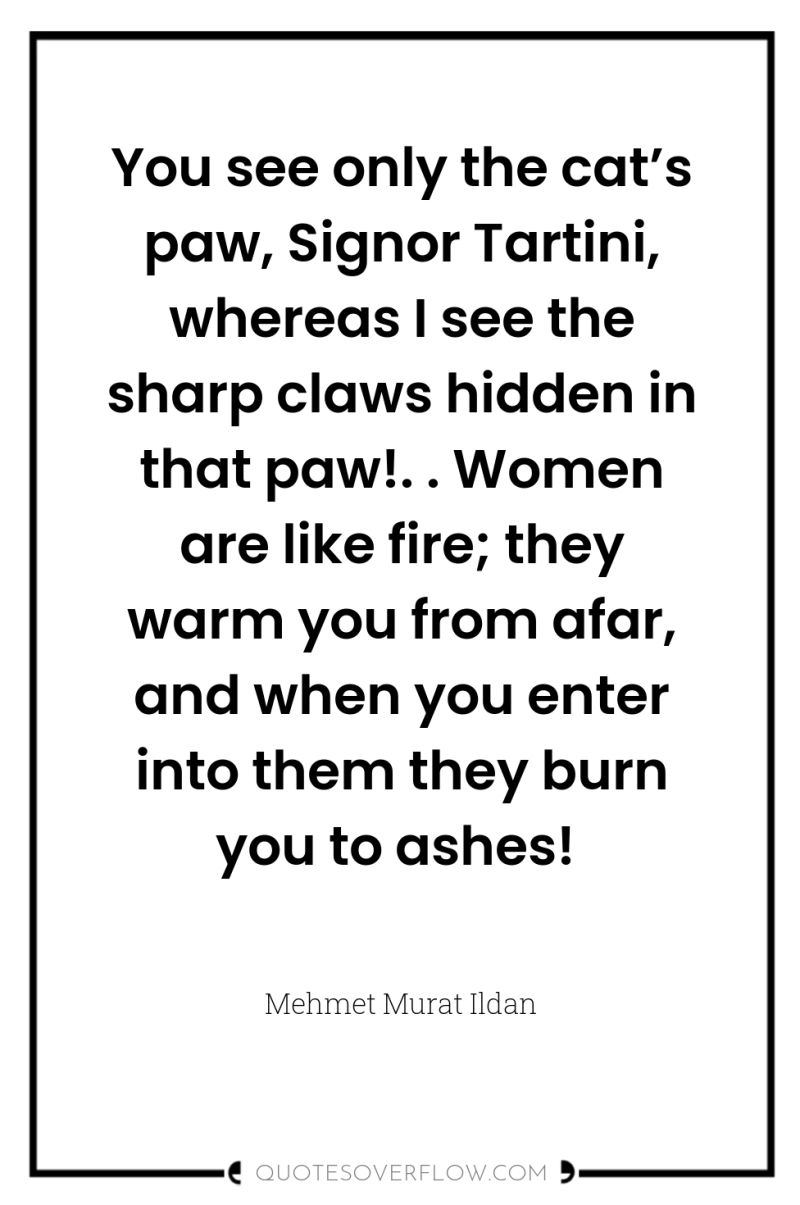 You see only the cat’s paw, Signor Tartini, whereas I...