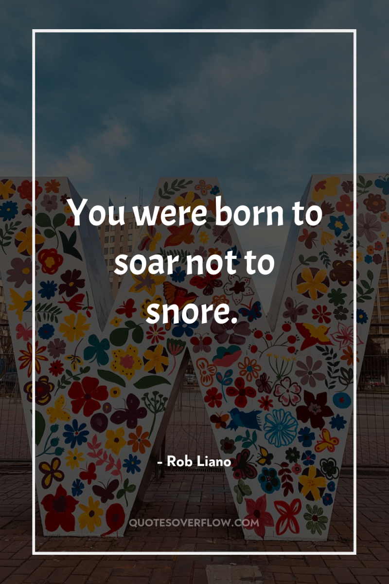 You were born to soar not to snore. 