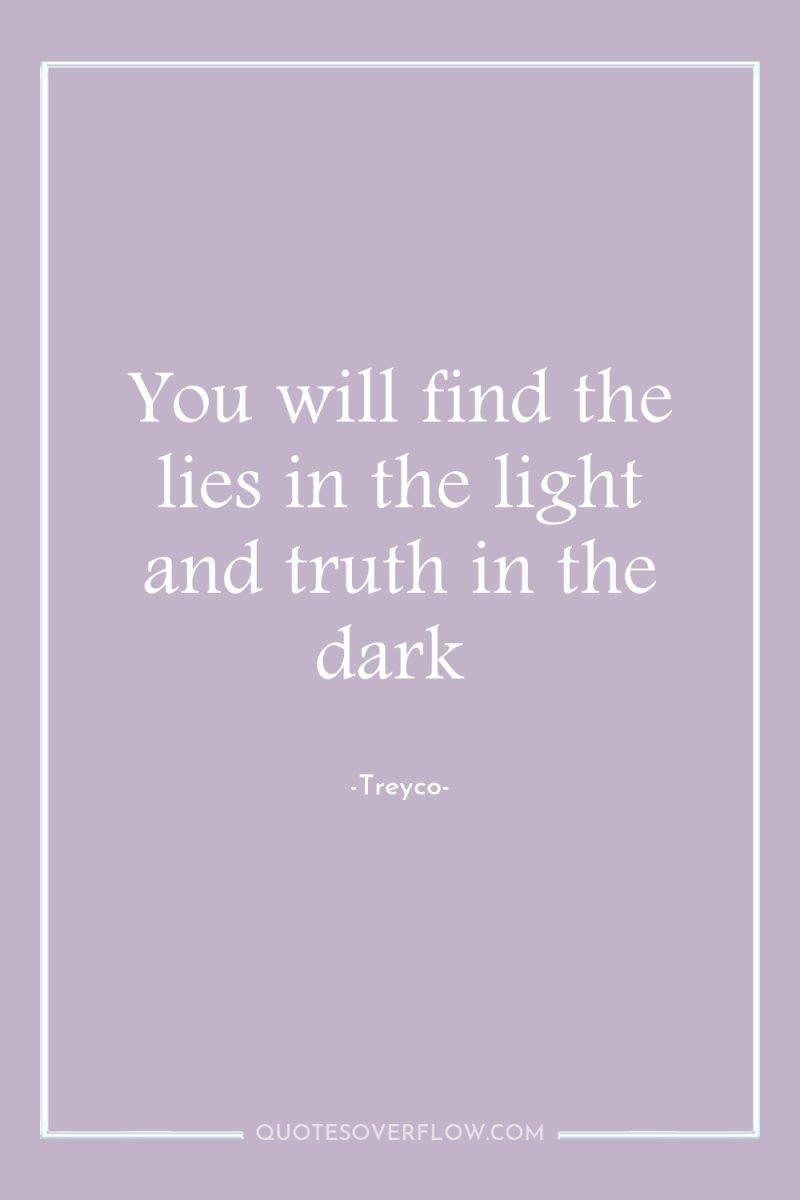You will find the lies in the light and truth...