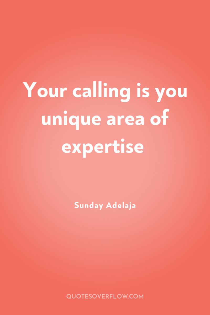 Your calling is you unique area of expertise 