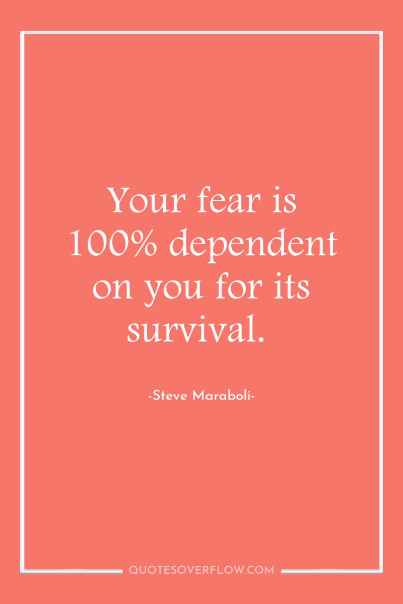 Your fear is 100% dependent on you for its survival. 