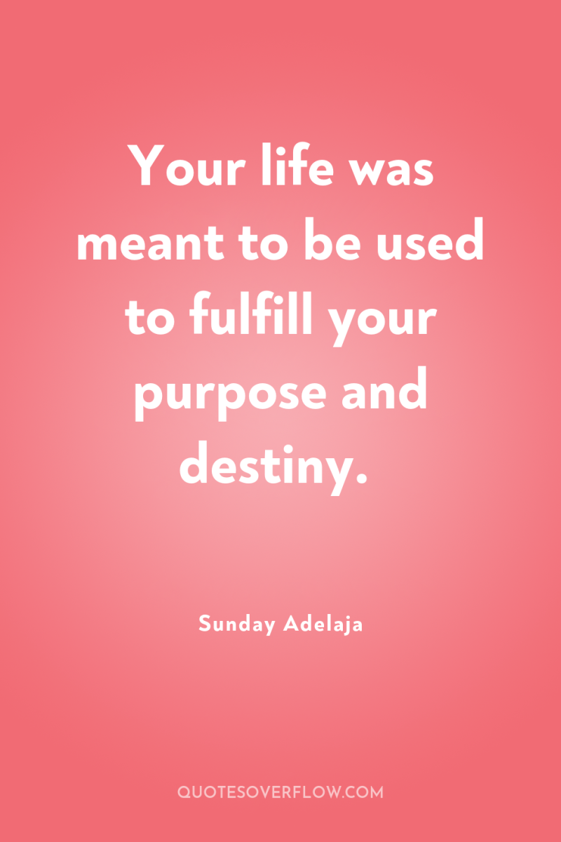 Your life was meant to be used to fulfill your...