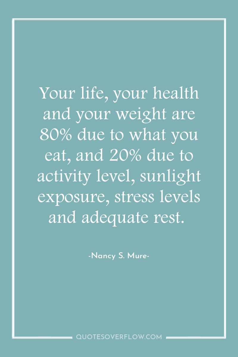 Your life, your health and your weight are 80% due...