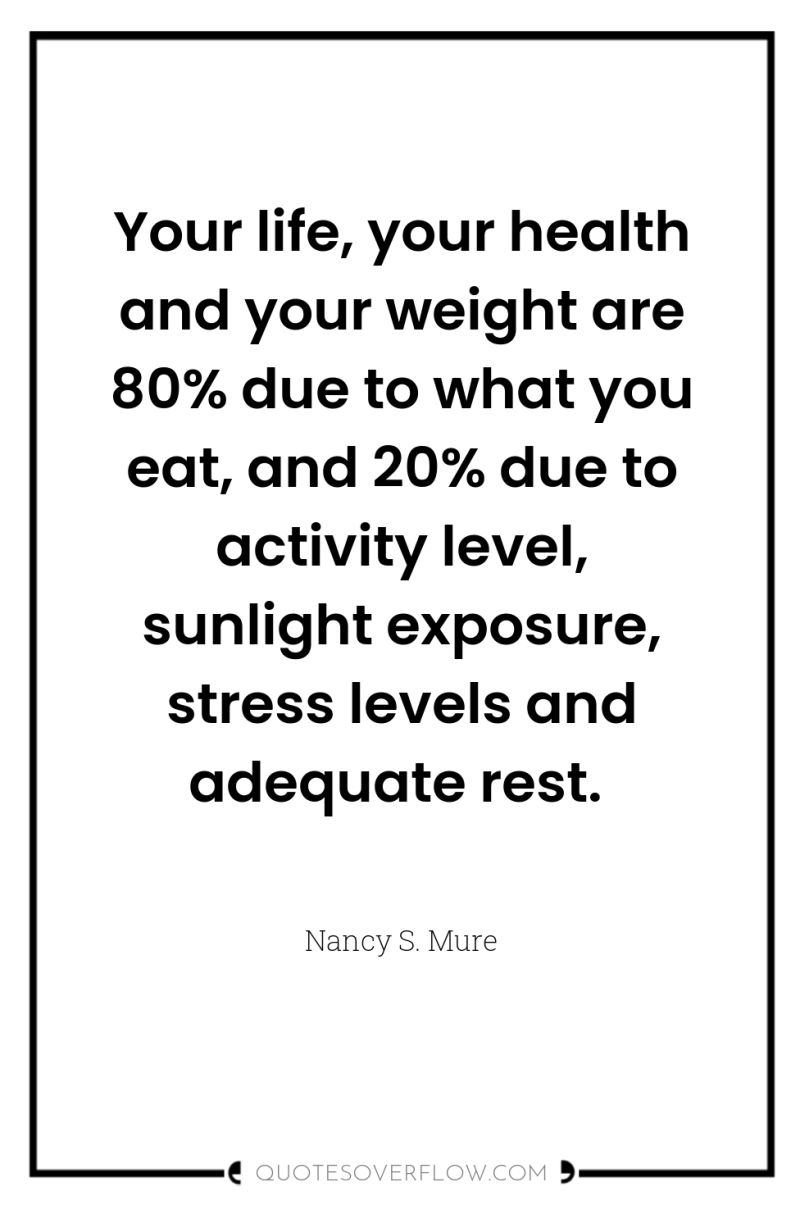 Your life, your health and your weight are 80% due...