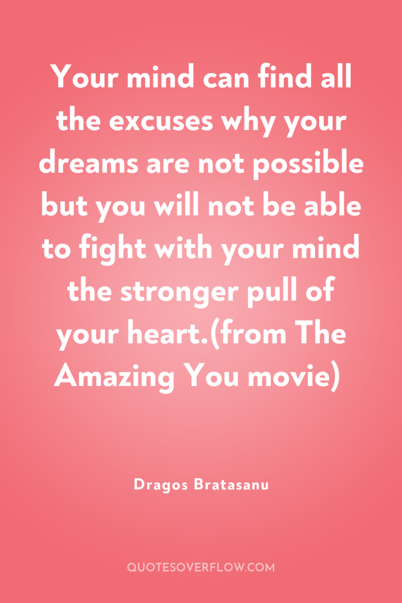 Your mind can find all the excuses why your dreams...