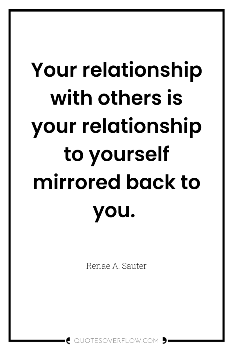 Your relationship with others is your relationship to yourself mirrored...