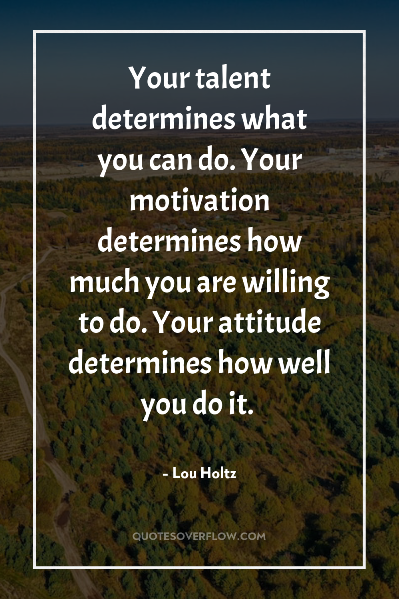 Your talent determines what you can do. Your motivation determines...