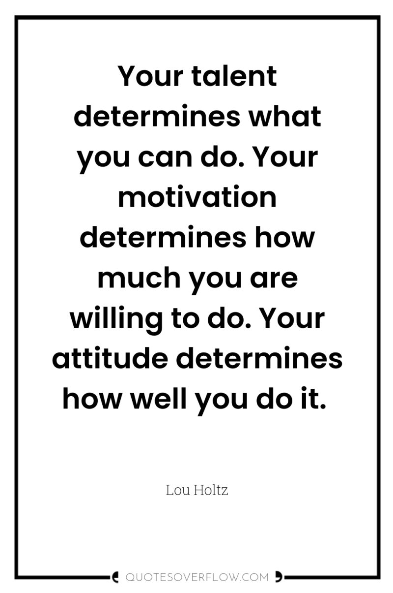 Your talent determines what you can do. Your motivation determines...
