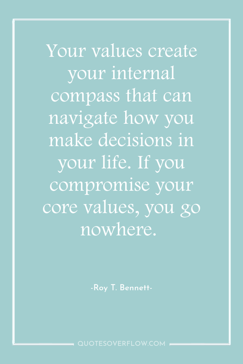 Your values create your internal compass that can navigate how...
